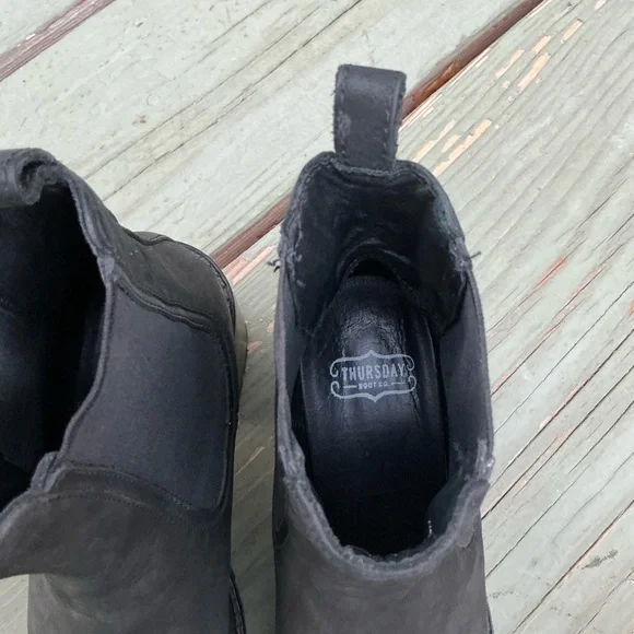 Thursday Boot Co Everyday Knockout Block Heel Boots Women Black Suede Leather